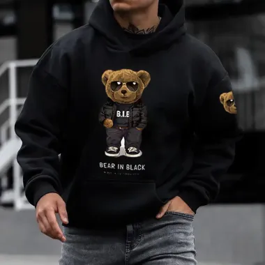 Teddy Bear Men's Casual Hooded Sweatshirt