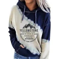 Women\'s American Yellowstone Park Print Hooded Sweatshirt