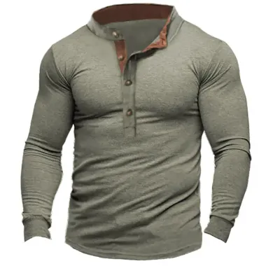 Men's Outdoor Tactical Henley Long Sleeve T-Shirt