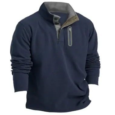 Men's Outdoor Fleece Warm Stand Collar Sweatshirt