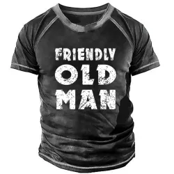 Men\'s Vintage OLD MAN Round Neck Short Sleeve T-Shirt