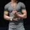 Men's Casual Slim Short Sleeve T-Shirt Sports Fitness Running V Neck Tops