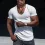 Men's Casual Slim Short Sleeve T-Shirt Sports Fitness Running V Neck Tops