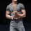 Men's Casual Slim Short Sleeve T-Shirt Sports Fitness Running V Neck Tops