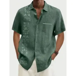 Men\'s Solid Color Casual Hawaiian Beach Shirt