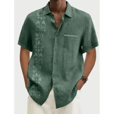 Men's Solid Color Casual Hawaiian Beach Shirt