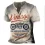 Vintage Motorcycle Racing Men's Print Henley Short Sleeve T-Shirt