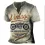 Vintage Motorcycle Racing Men's Print Henley Short Sleeve T-Shirt