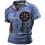 Plus Size Men's Vintage Nautical Map Compass Zip Polo T-Shirt