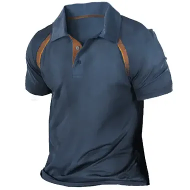 Men's Retro Contrast Polo Short Sleeve T-Shirt