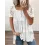 Square Collar Casual Solid Color Lace Stitching Short-sleeved Blouse