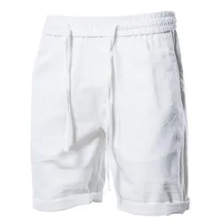 Men\'s Outdoor Casual Elastic Waist Solid Cotton Linen Shorts