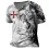 Men's Vintage Lion Cross Print Henley Collar T-Shirt