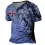 Men's Vintage Lion Cross Print Henley Collar T-Shirt