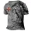 Men's Vintage Lion Cross Print Henley Collar T-Shirt