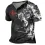 Men's Vintage Lion Cross Print Henley Collar T-Shirt