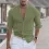 Men's Linen Solid Color Casual Stand Collar Long Sleeve Shirt