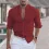 Men's Linen Solid Color Casual Stand Collar Long Sleeve Shirt