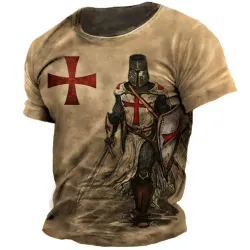 Men\'s Vintage Templar Cross Print T-Shirt