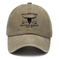 Men\'s Vintage Yellowstone Skull Bull Sun Hat