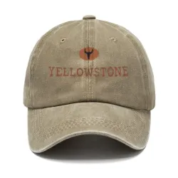 Men\'s Vintage Yellowstone Print Wash Sun Hat