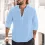 Men's Shirt Long Sleeve Cotton Linen Casual Henley Button Down Top White Gray Black Navy Yellow Blue Pink