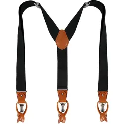 Men\'s Retro Casual Adjustable Stretch Solid Color Suspenders