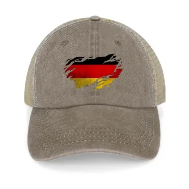 Vintage German Flag Washed Cotton Panel Mesh Sun Hat