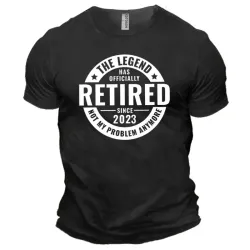 Men\'s T-Shirt Casual Summer Cotton Short Sleeve The Legend Has Officially Retired Since 2023