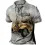 Men's T-Shirt Lapel Short Sleeve Jeep Old Man Vintage Lace-Up Summer Daily Tops Gray