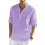 Men's Linen Shirt Henley Casual Outdoor Shirt Long Sleeve Plain Collar Casual Hawaiian Clothing