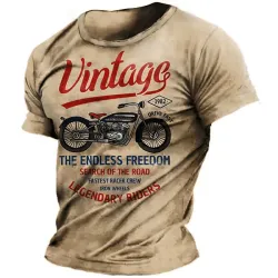 Men\'s Crewneck T-Shirt Plus Size Vintage Motorcycle Racing Short Sleeve Summer Top