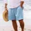 Men's Casual Cotton Linen Breathable Beach Shorts