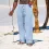 Men's Wide Leg Pants Thin Section Breathable Cotton Linen Loose Casual Beach Trousers