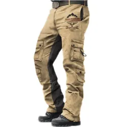 Men\'s Tactical Pants Outdoor Vintage Yellowstone Washed Cotton Washed Multi-pocket Trousers