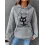 Kitty Printed Pocket Waffle Casual Hoodie