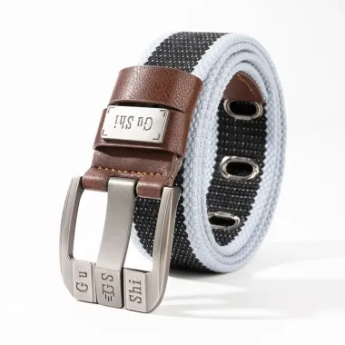 Men's Canvas Belt Cargo Pin Buckle Belt