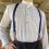 Men's Collarless Shirt Vintage Stripe Long Sleeve Daily Tops White