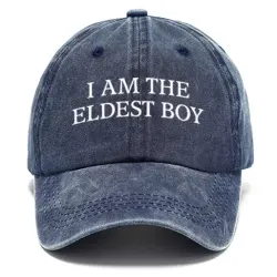 I Am The Eldest Boy Washed Cotton Sun Hat Vintage Outdoor Casual Cap Navy Blue