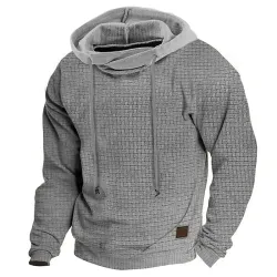 Men\'s Hoodie Outdoor Sports Solid Color Long Sleeve Daily Tops Apricot