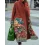 Women's Retro Floral Print Thick Mid-length Woolen Coat