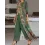 Women's Retro Printed Round Neck Long Sleeve Dress Solid Color Pants Suit