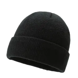 Solid Color Knitted Hat Pullover Hat Plus Fleece Warm Hat