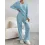 Women's Solid Color Straight Pants Loose V-neck Pit Strip Knitted Suit