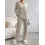 Women's Solid Color Straight Pants Loose V-neck Pit Strip Knitted Suit