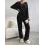 Women's Solid Color Straight Pants Loose V-neck Pit Strip Knitted Suit