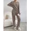 Women's Solid Color Straight Pants Loose V-neck Pit Strip Knitted Suit