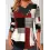 Women's Geometric Graphic Contrast Print V-Neck Casual Long Sleeve Top