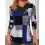 Women's Geometric Graphic Contrast Print V-Neck Casual Long Sleeve Top