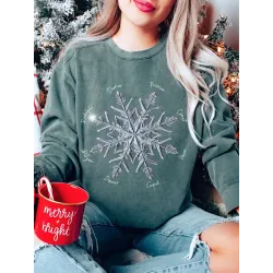 Vintage Snowflake Christmas Sweatshirt Retro Comfort Sweatshirt